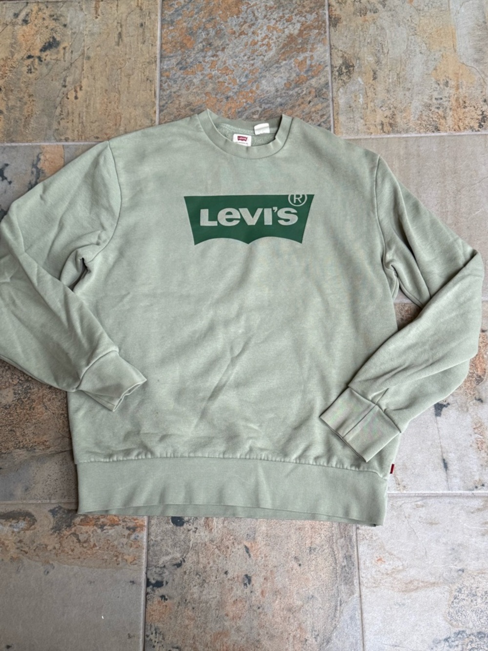 Levi's Men's Sage Green Crewneck with Dark Green Logo